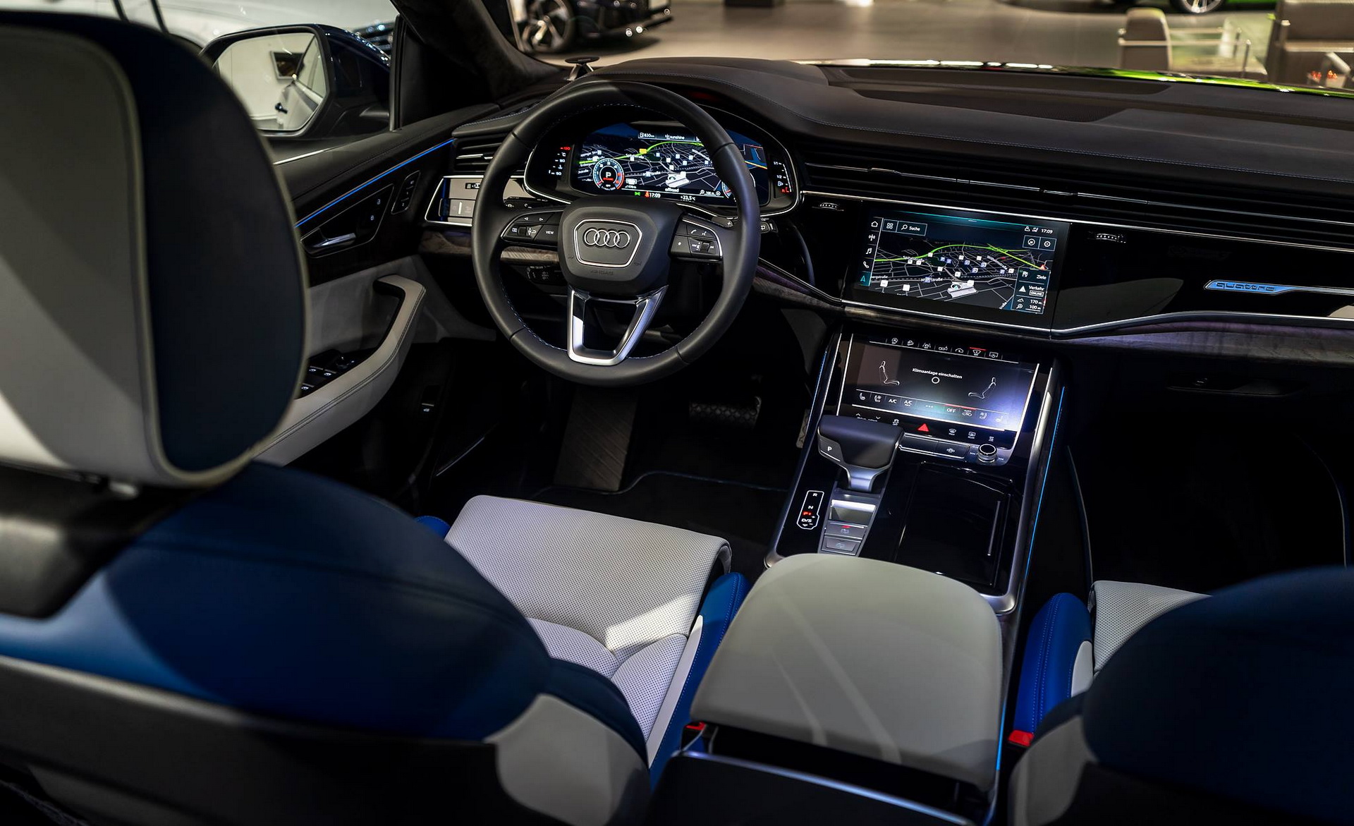 audi q8 navarra blue forum neckarsulm 2 Navarra Blue Audi Q8 Spotted In Showroom With Bespoke Interior