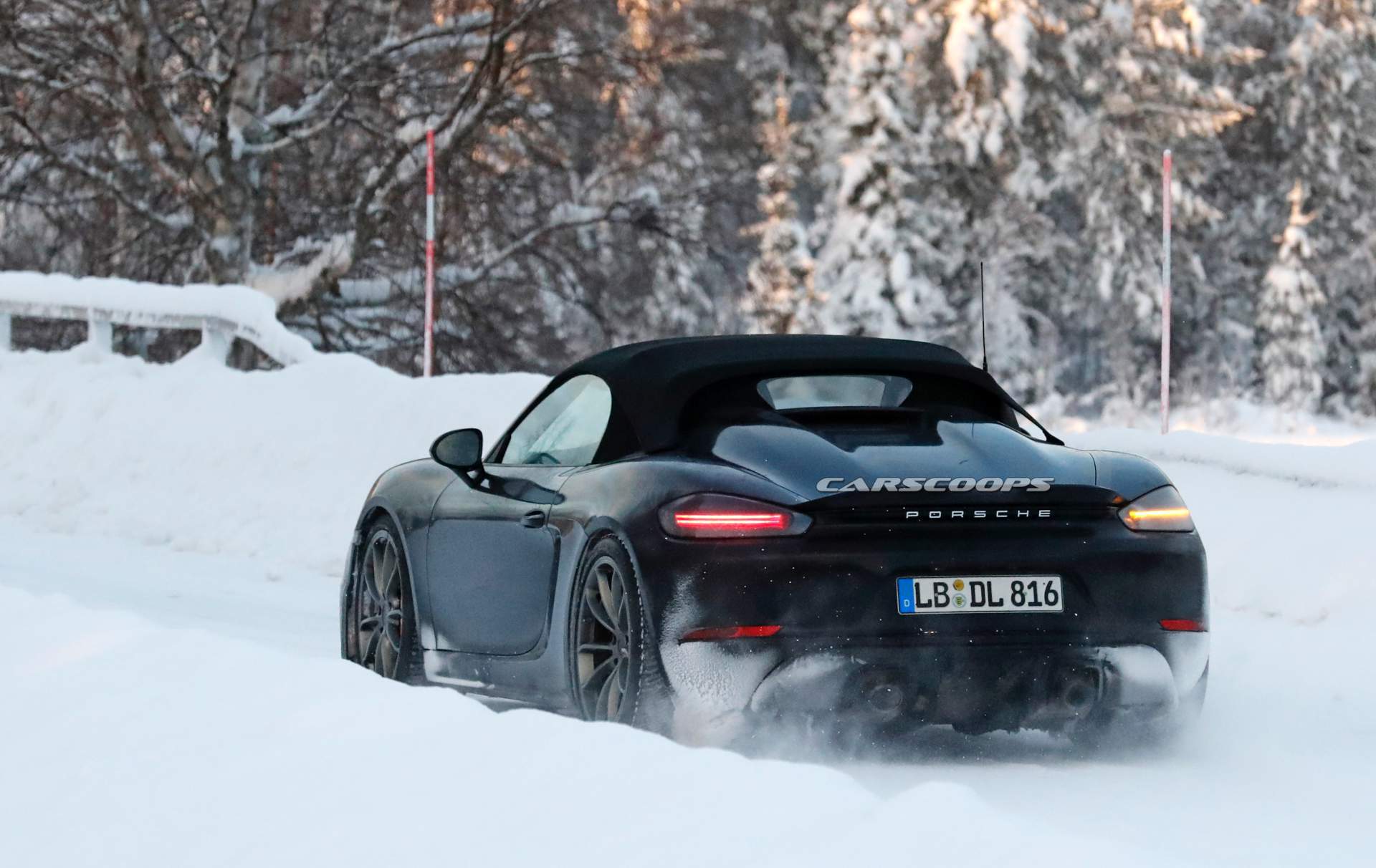 Porsche 718 Boxster Spyder spy shots 14 2019 Porsche 718 Boxster Spyder Enjoying The Snow As Debut Looms