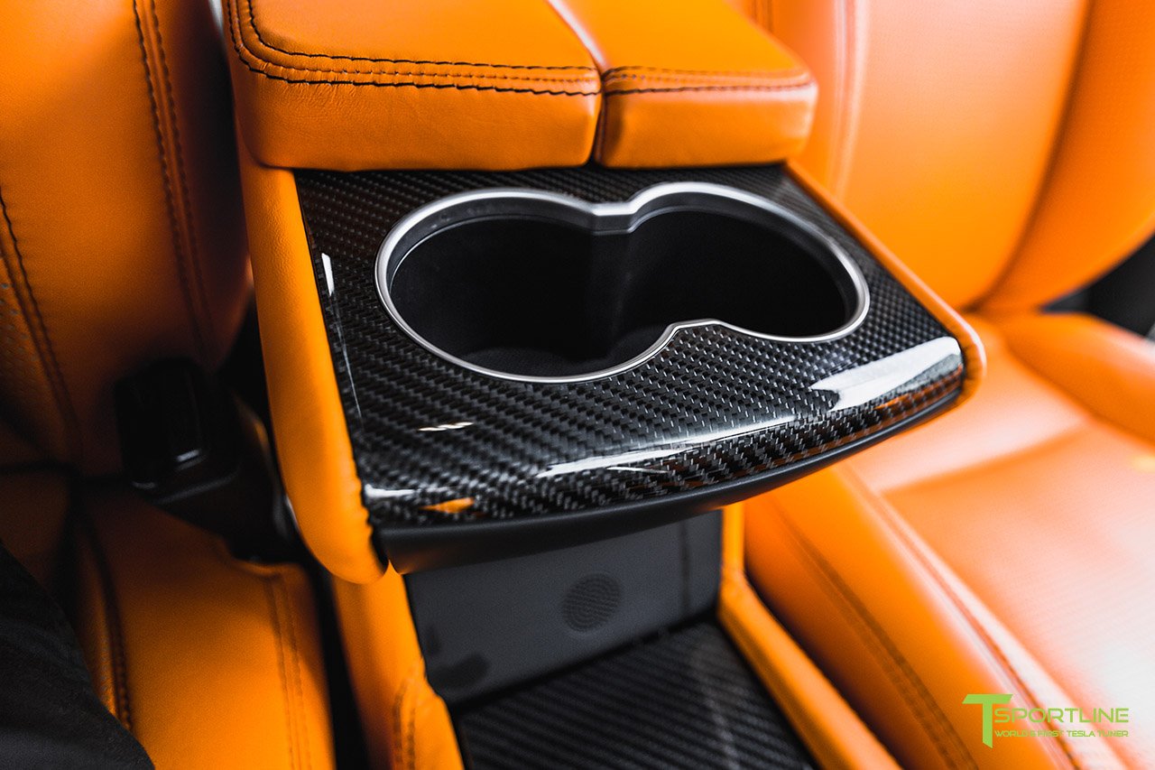 tsportline tesla model x orange interior 32 Orange And The All Black: Meet T Sportline’s Widebody Tesla Model X