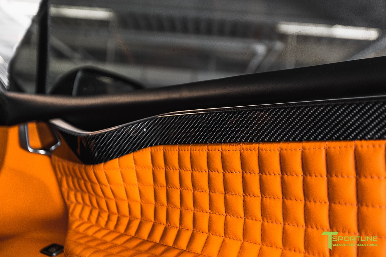 tsportline tesla model x orange interior 41 Orange And The All Black: Meet T Sportline’s Widebody Tesla Model X