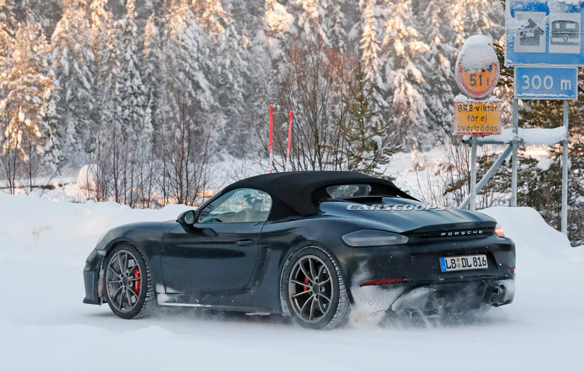 Porsche 718 Boxster Spyder spy shots 10 2019 Porsche 718 Boxster Spyder Enjoying The Snow As Debut Looms