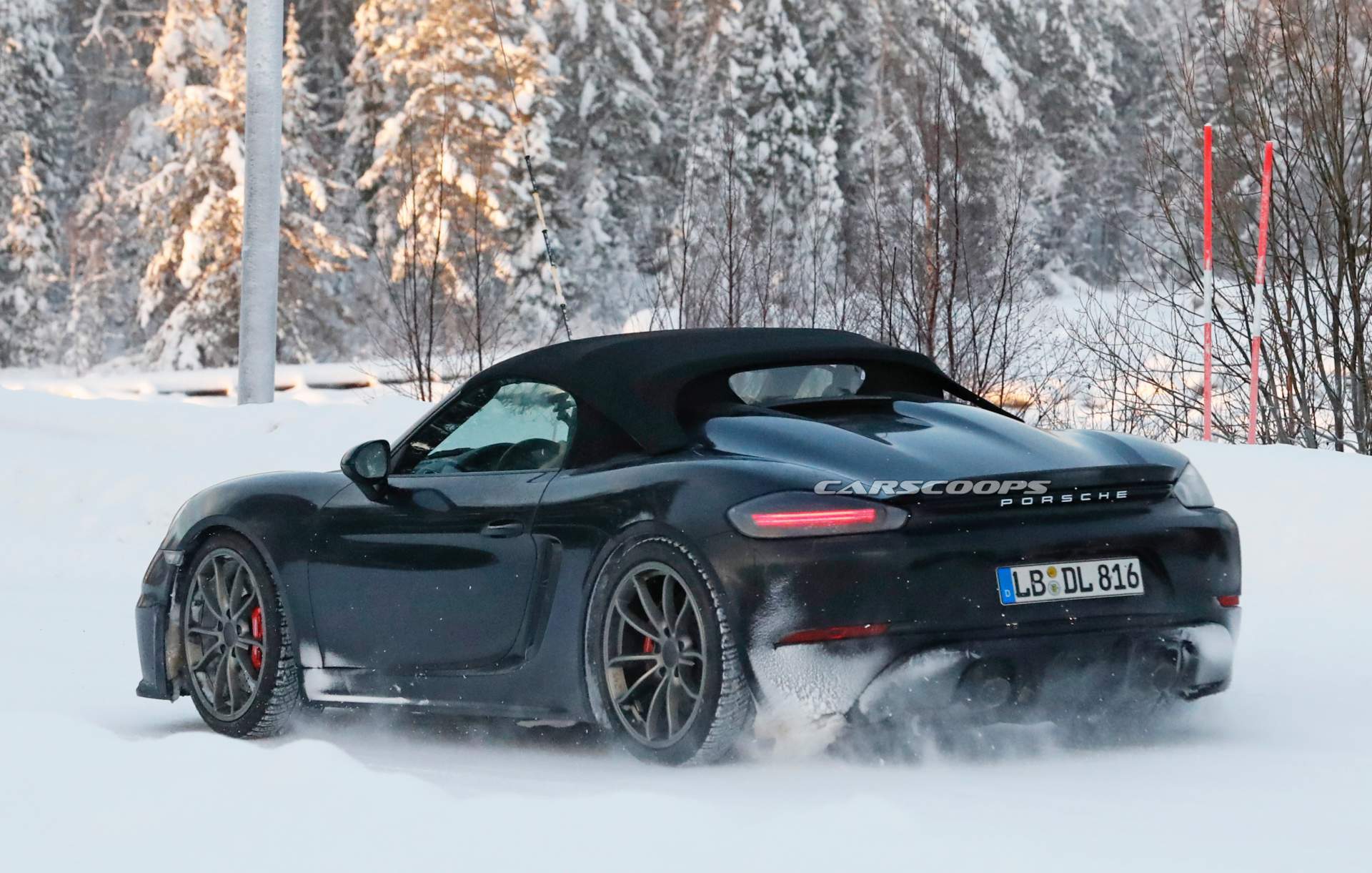 Porsche 718 Boxster Spyder spy shots 11 2019 Porsche 718 Boxster Spyder Enjoying The Snow As Debut Looms