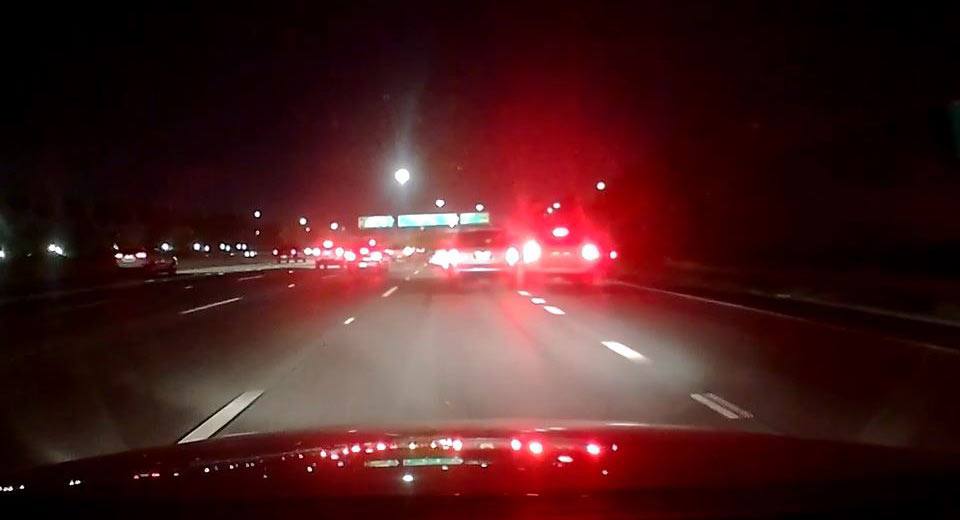  Driver Skillfully Avoids 10-Car Pileup The Last Second, But Pants Skid-fully Ruined