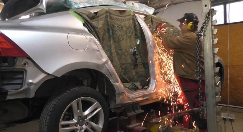 Heavily Bent Volvo S60 Gets A New Lease Of Life Thanks To Lone Mechanic