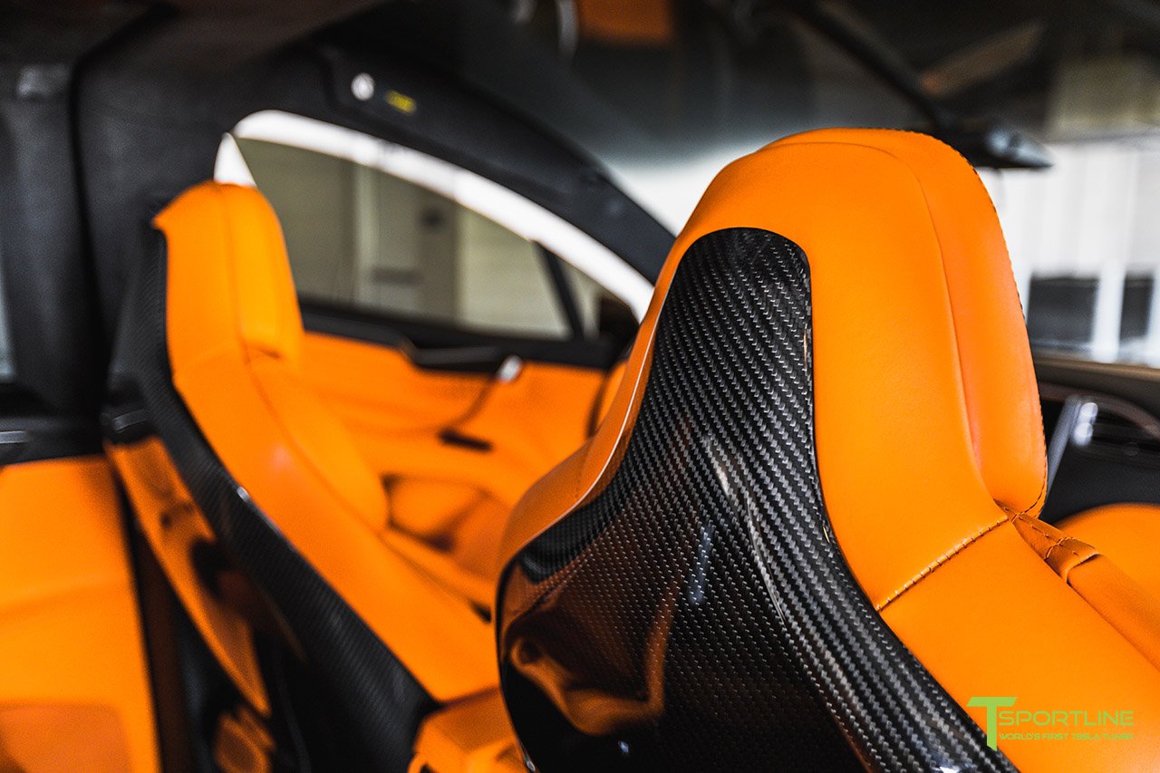 tsportline tesla model x orange interior 36 Orange And The All Black: Meet T Sportline’s Widebody Tesla Model X