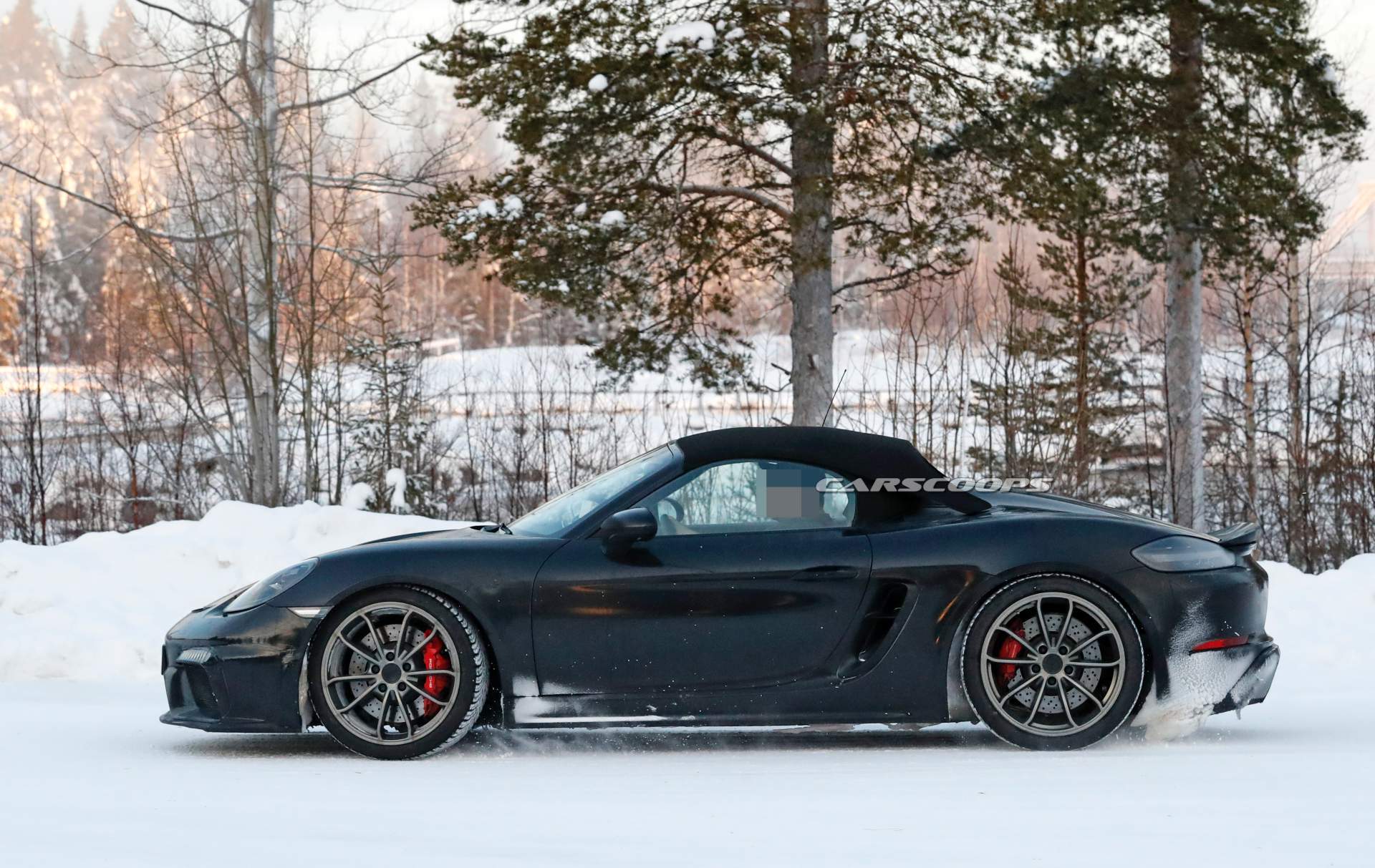 Porsche 718 Boxster Spyder spy shots 7 2019 Porsche 718 Boxster Spyder Enjoying The Snow As Debut Looms