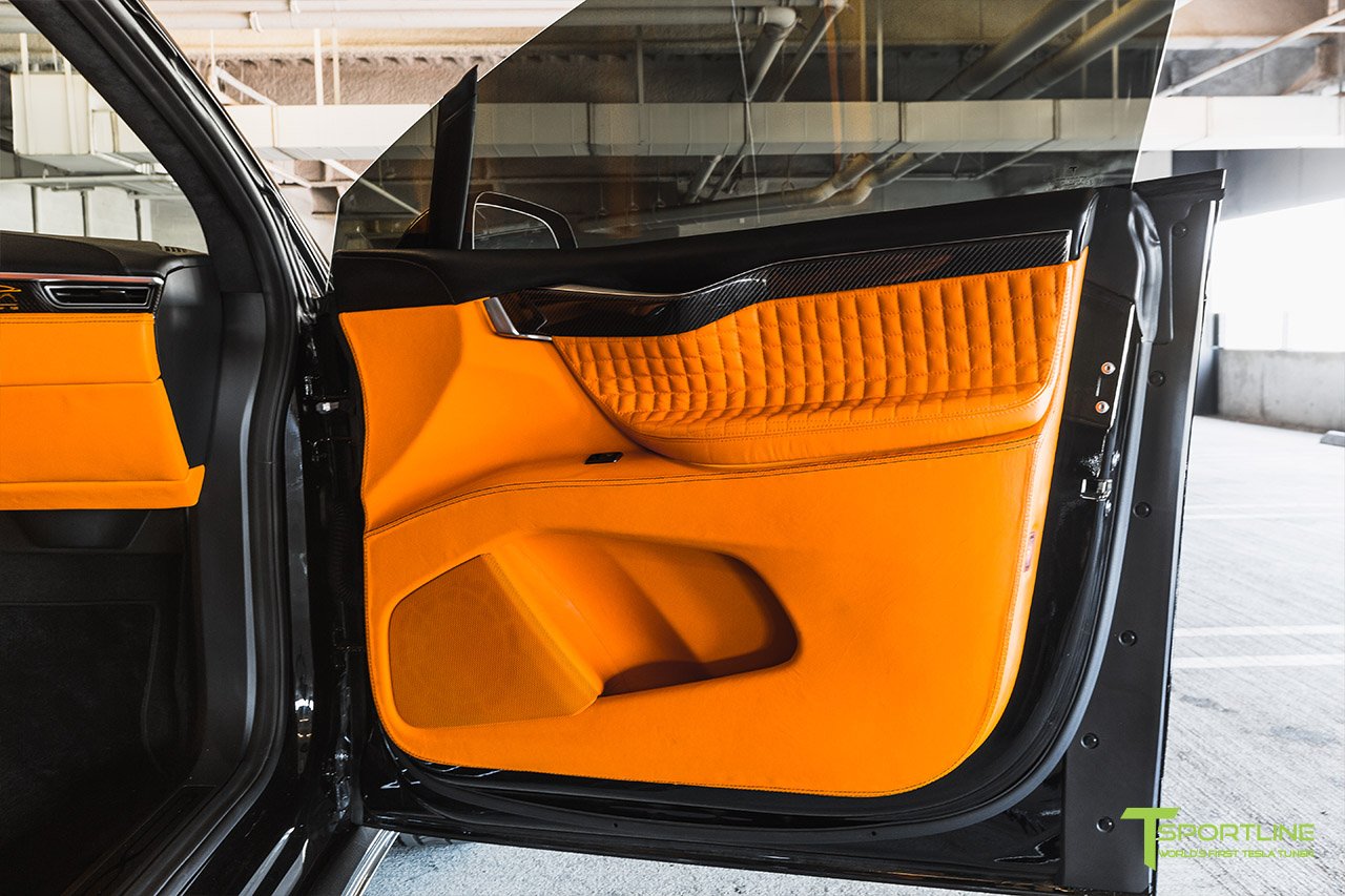 tsportline tesla model x orange interior 28 Orange And The All Black: Meet T Sportline’s Widebody Tesla Model X