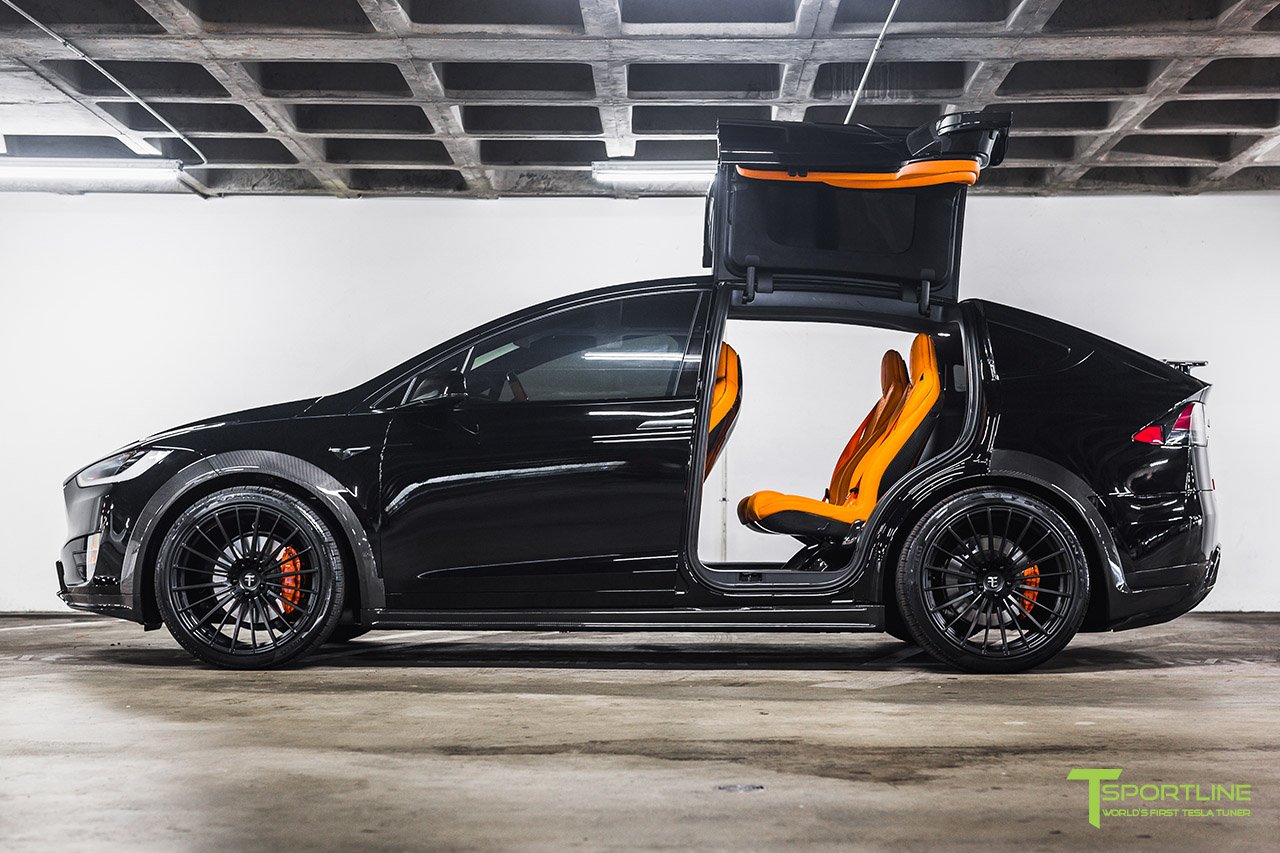 tsportline tesla model x orange interior 12 Orange And The All Black: Meet T Sportline’s Widebody Tesla Model X