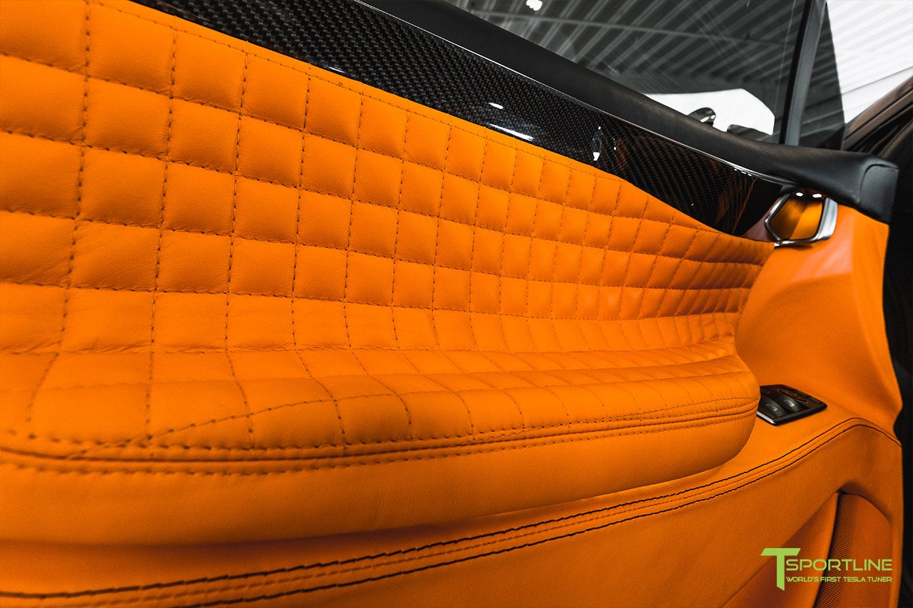 tsportline tesla model x orange interior 40 Orange And The All Black: Meet T Sportline’s Widebody Tesla Model X