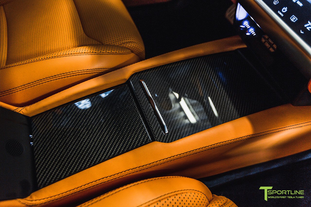 tsportline tesla model x orange interior 31 Orange And The All Black: Meet T Sportline’s Widebody Tesla Model X