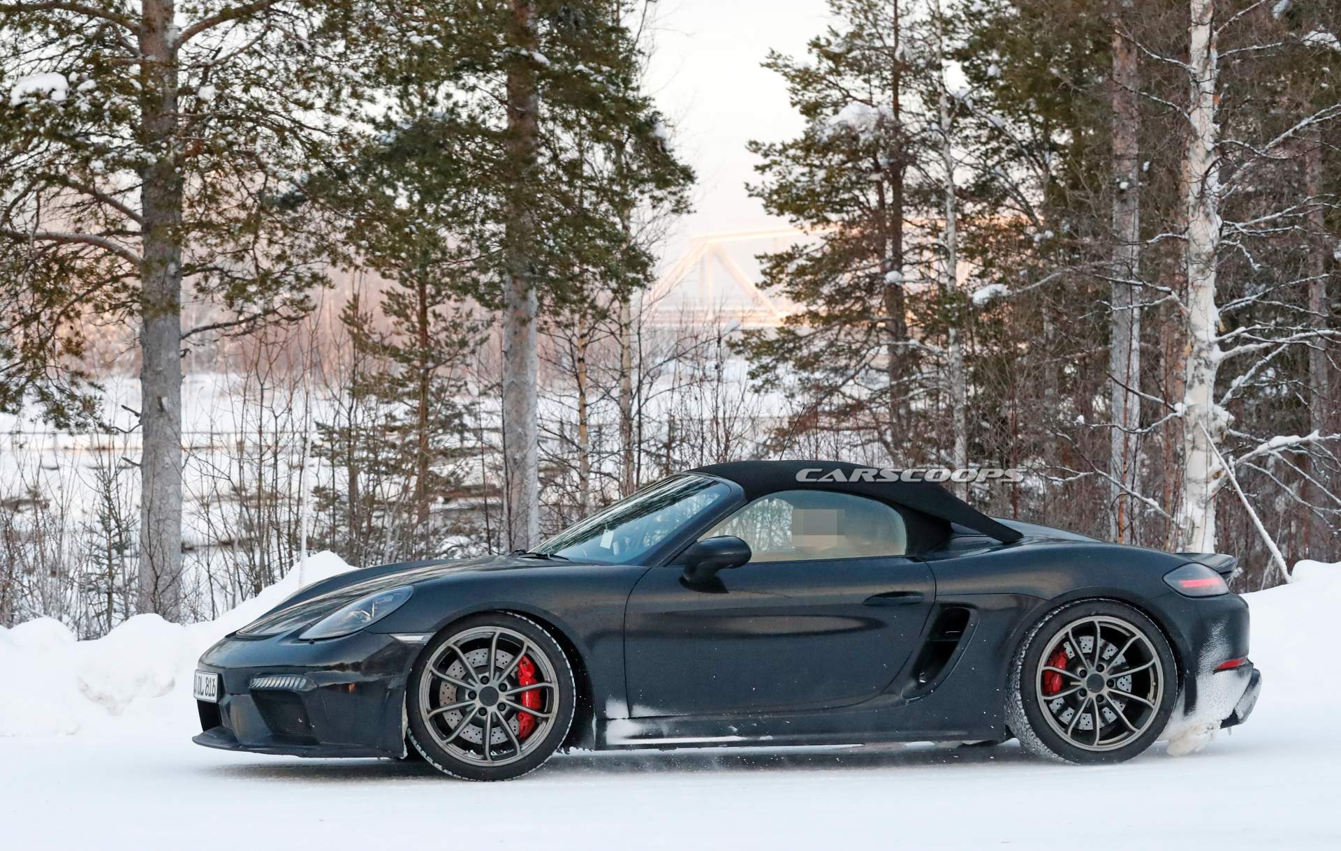 Porsche 718 Boxster Spyder spy shots 6 2019 Porsche 718 Boxster Spyder Enjoying The Snow As Debut Looms