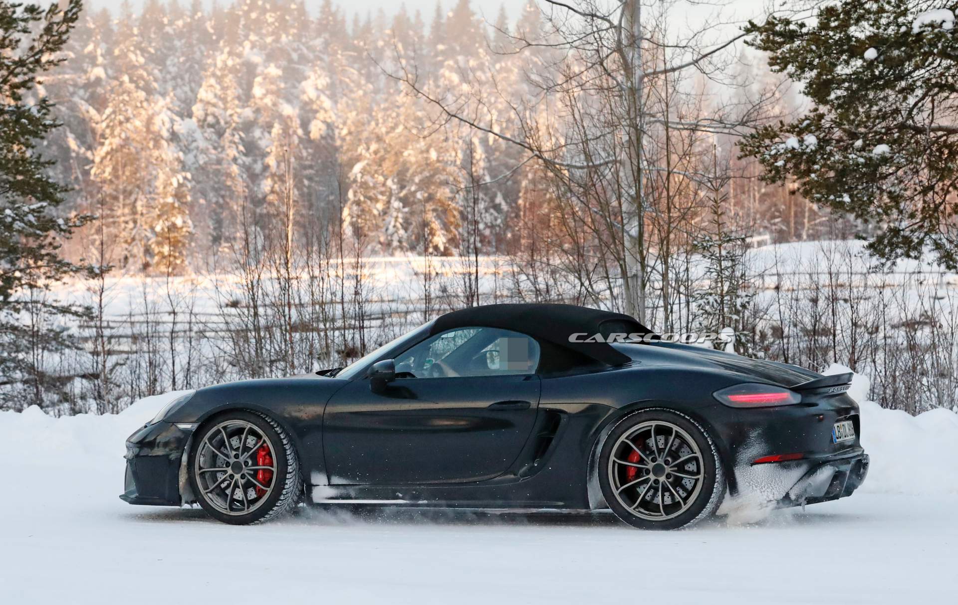 Porsche 718 Boxster Spyder spy shots 8 2019 Porsche 718 Boxster Spyder Enjoying The Snow As Debut Looms