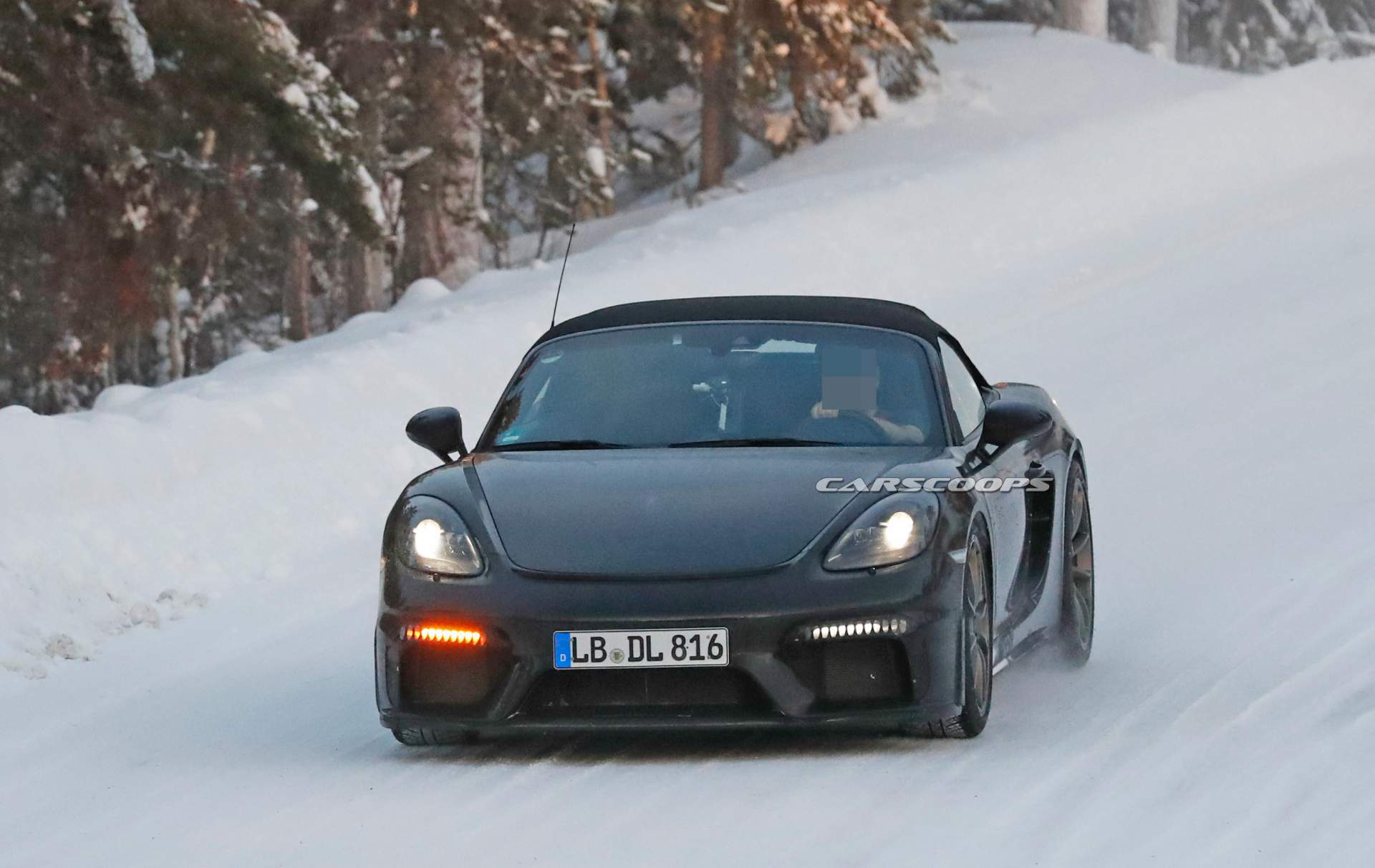Porsche 718 Boxster Spyder spy shots 1 2019 Porsche 718 Boxster Spyder Enjoying The Snow As Debut Looms