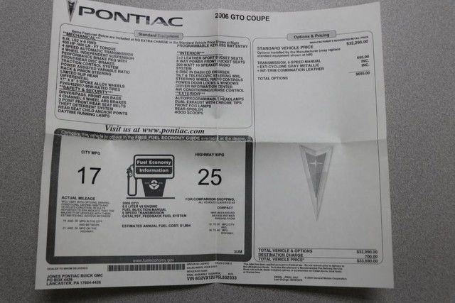 2006 pontiac gto lowest mileage 42 2006 Pontiac GTO Could Be The Lowest Mileage Example In The World