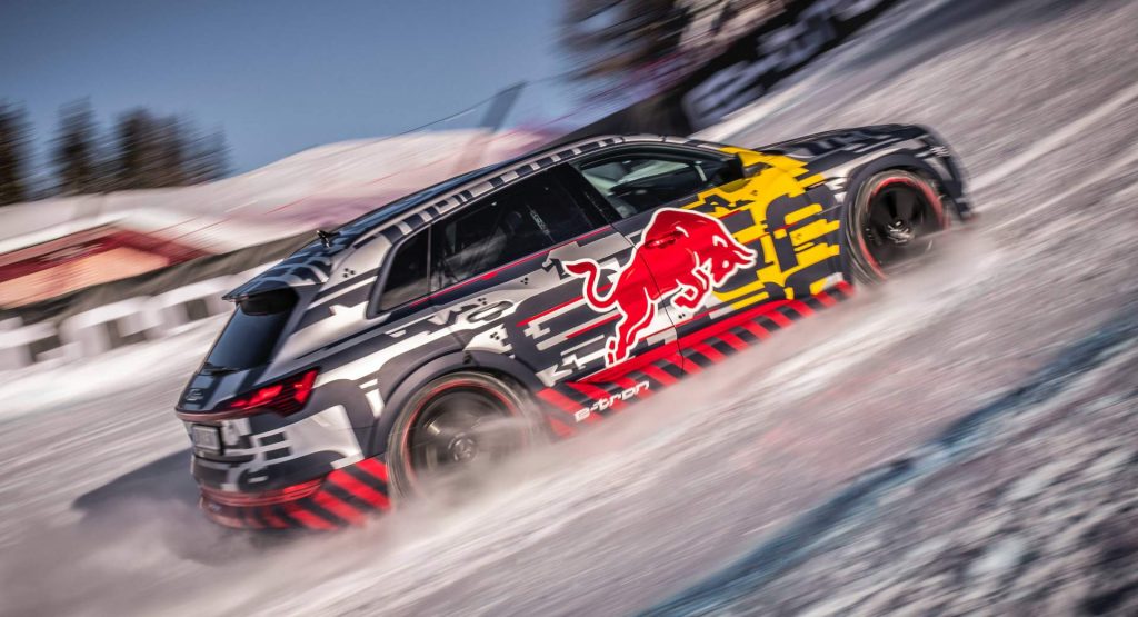 Audi E-Tron Conquers Steep Ski Slope Thanks To Additional Motor, Studded Tires