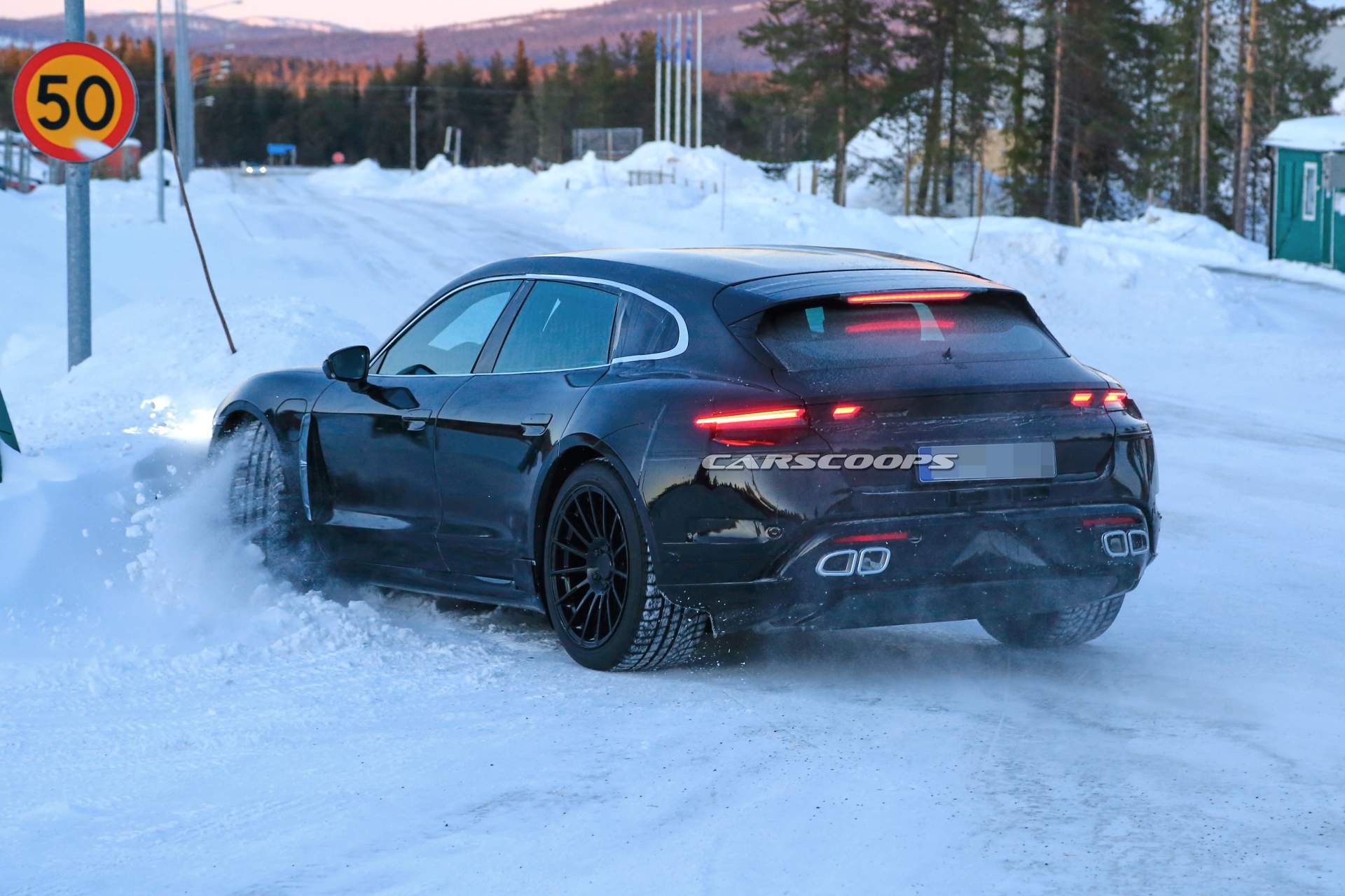 2020 Porsche Taycan Sport Turismo spy shots 30 2020 Porsche Taycan Sport Turismo Understeers, Ploughs Into Snow (Updated)