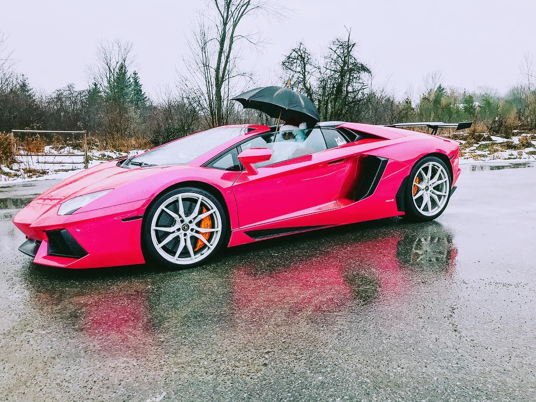 lamborghini aventador roadster pink chrome 8 Chrome Pink Lambo Aventador Clocked At 104 Mph (168 Km/h) On Frigid Canadian Road