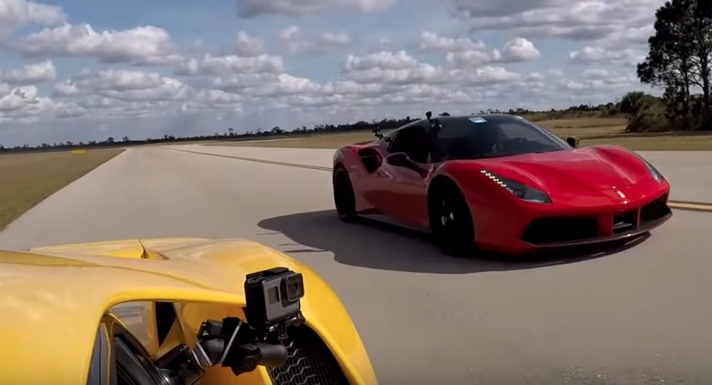  Ferrari 488 Spider And Ford GT Face Off In Half-Mile Battle