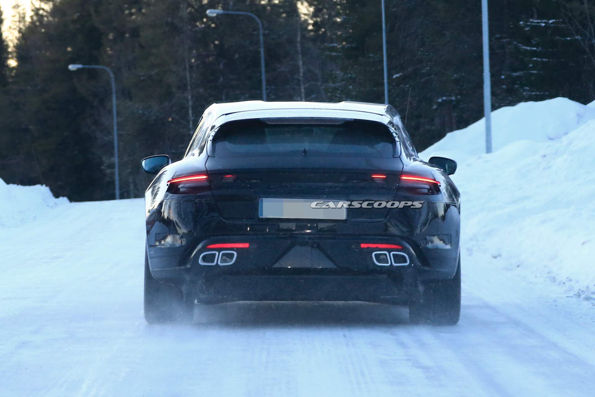 2020 Porsche Taycan Sport Turismo spy shots 14 2020 Porsche Taycan Sport Turismo Understeers, Ploughs Into Snow (Updated)