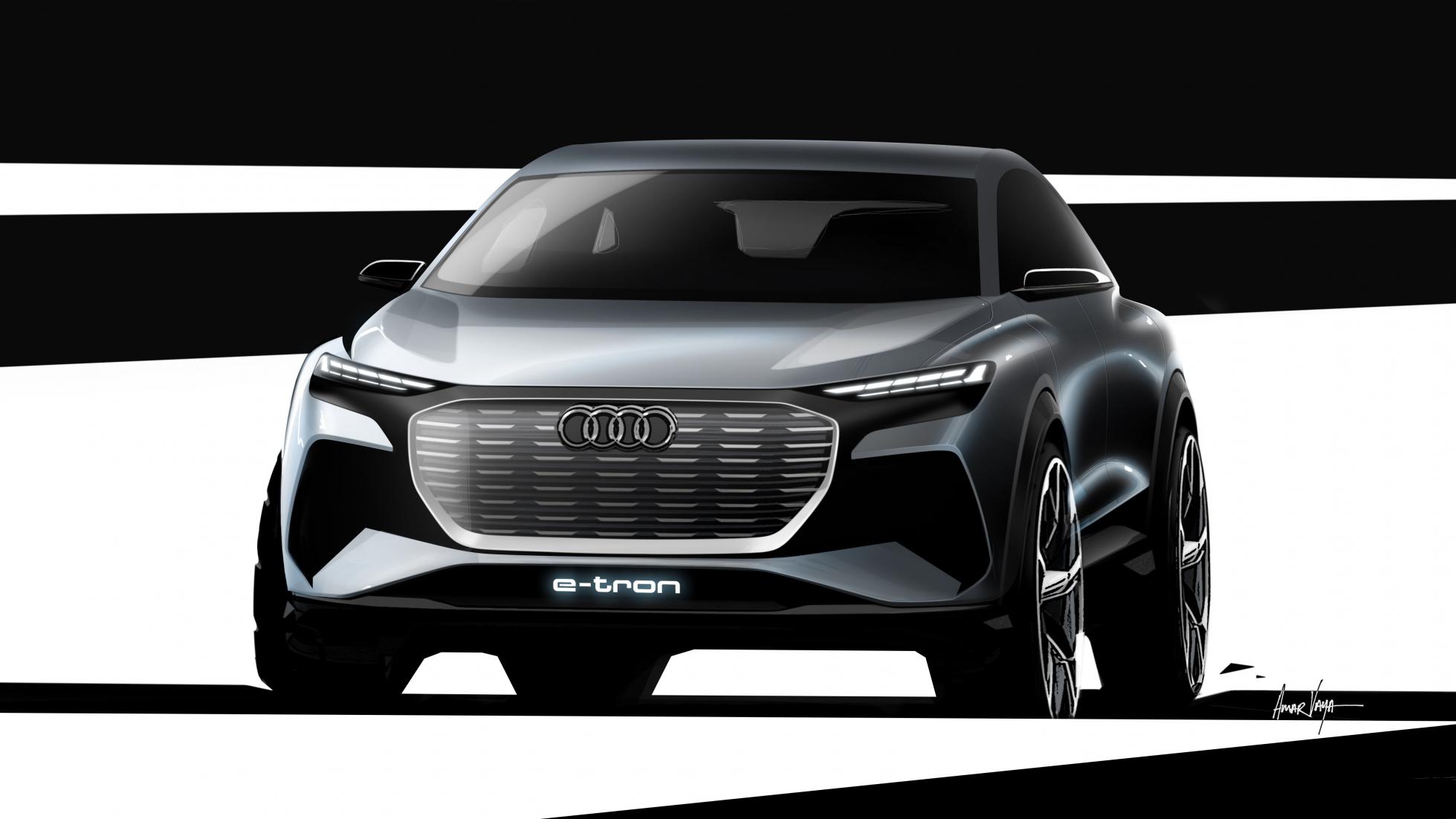 Audi-Q4-E-Tron-Concept-3 Audi Q4 E-Tron Electric Sports Crossover Concept Teased, Debuts March 5th