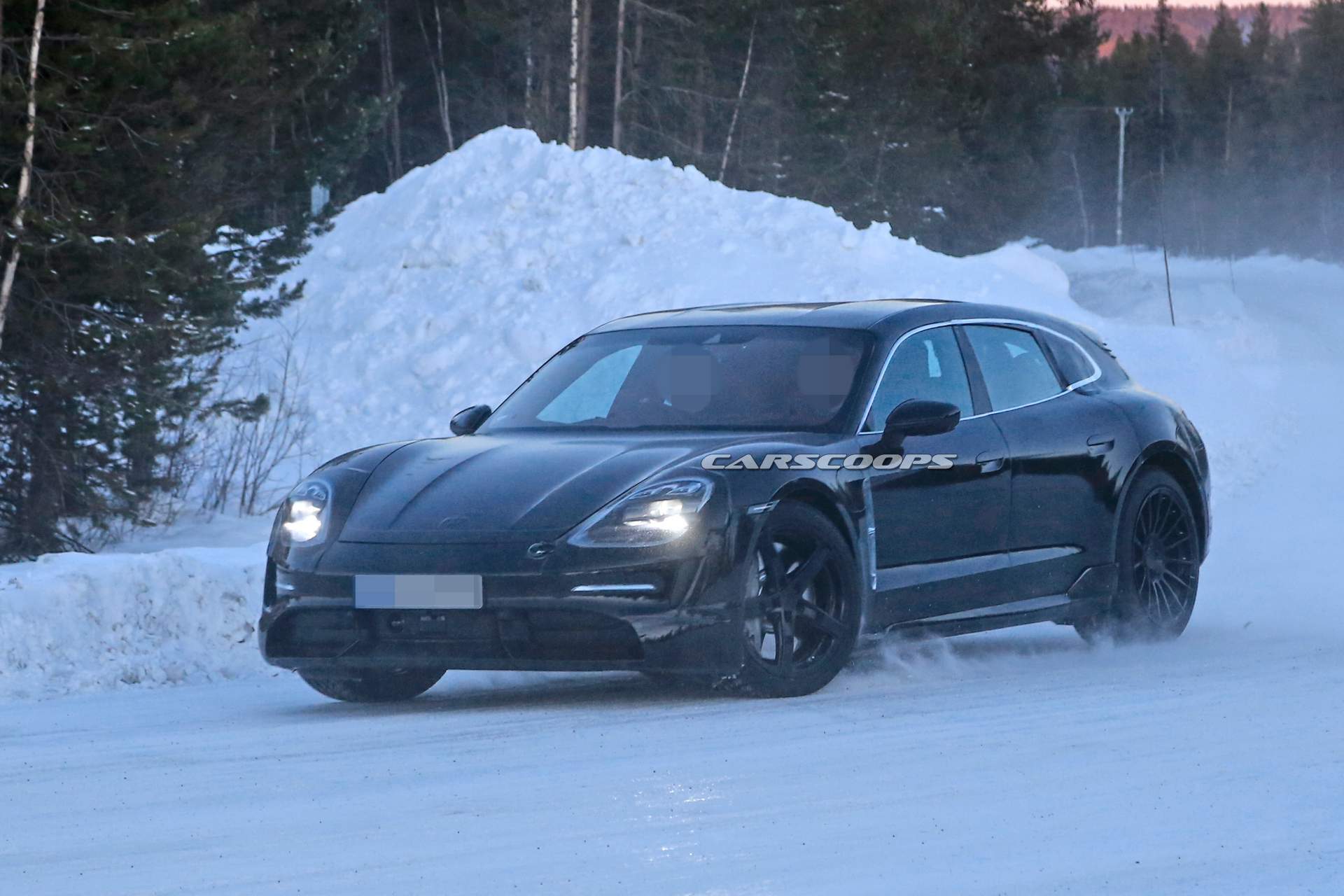 2020 Porsche Taycan Sport Turismo spy shots 16 2020 Porsche Taycan Sport Turismo Understeers, Ploughs Into Snow (Updated)