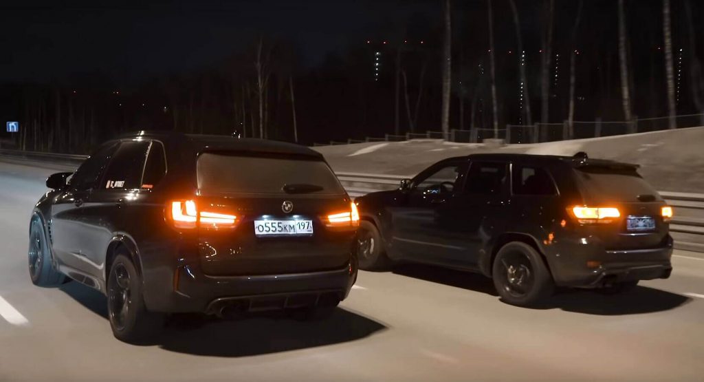  Jeep Grand Cherokee Trackhawk Meets BMW X5 M In Super SUV Drag Race