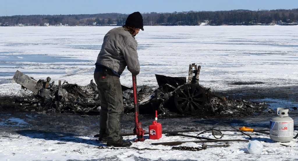 Tesla Model X Burnt To Ashes On Frozen Vermont Lake