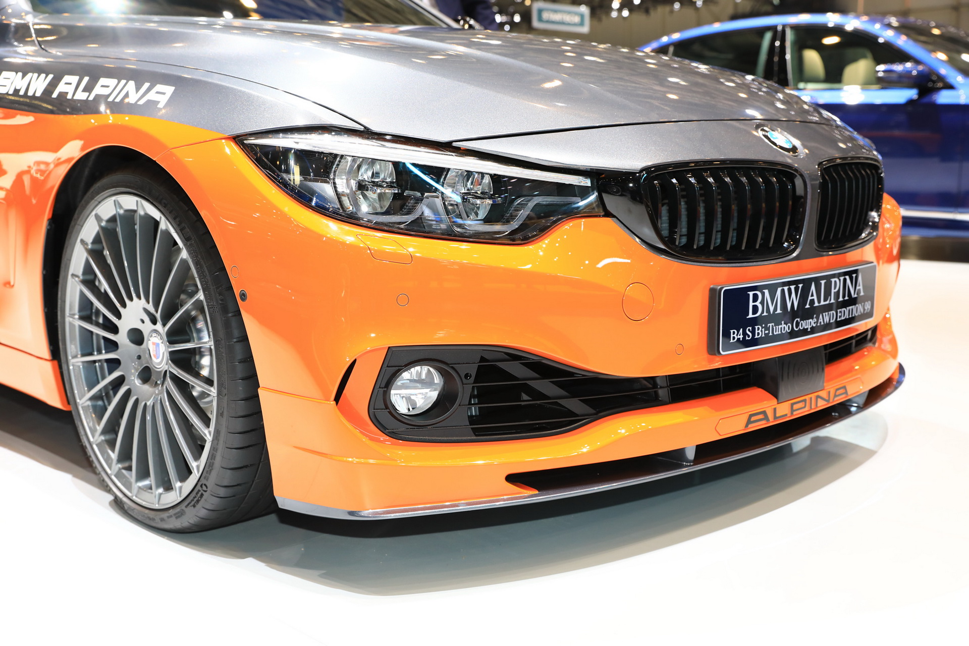 alpina b4s edition 99 geneva livepics 1 Alpina B4 S Biturbo “Edition 99” Is An Ode To 1970s Color Schemes