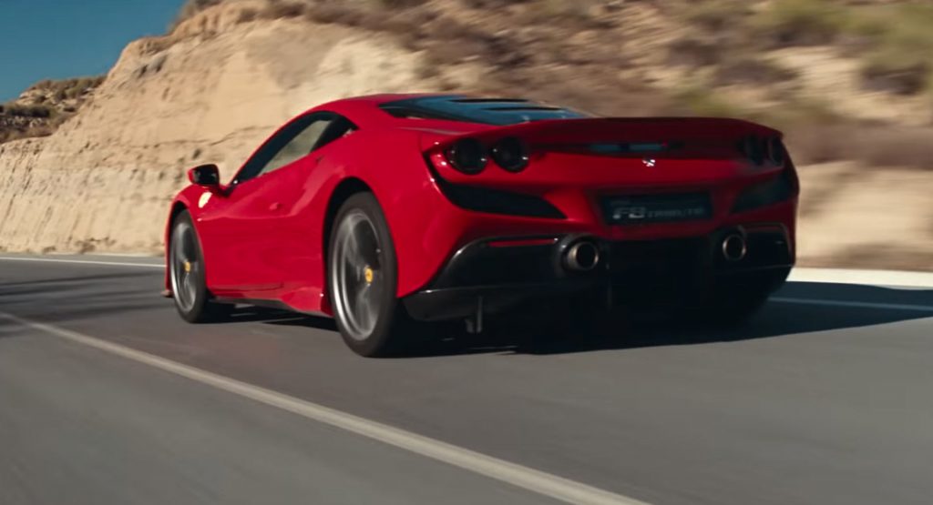Ferrari F8 Tributo Crosses Mountains And Slides On A Racetrack