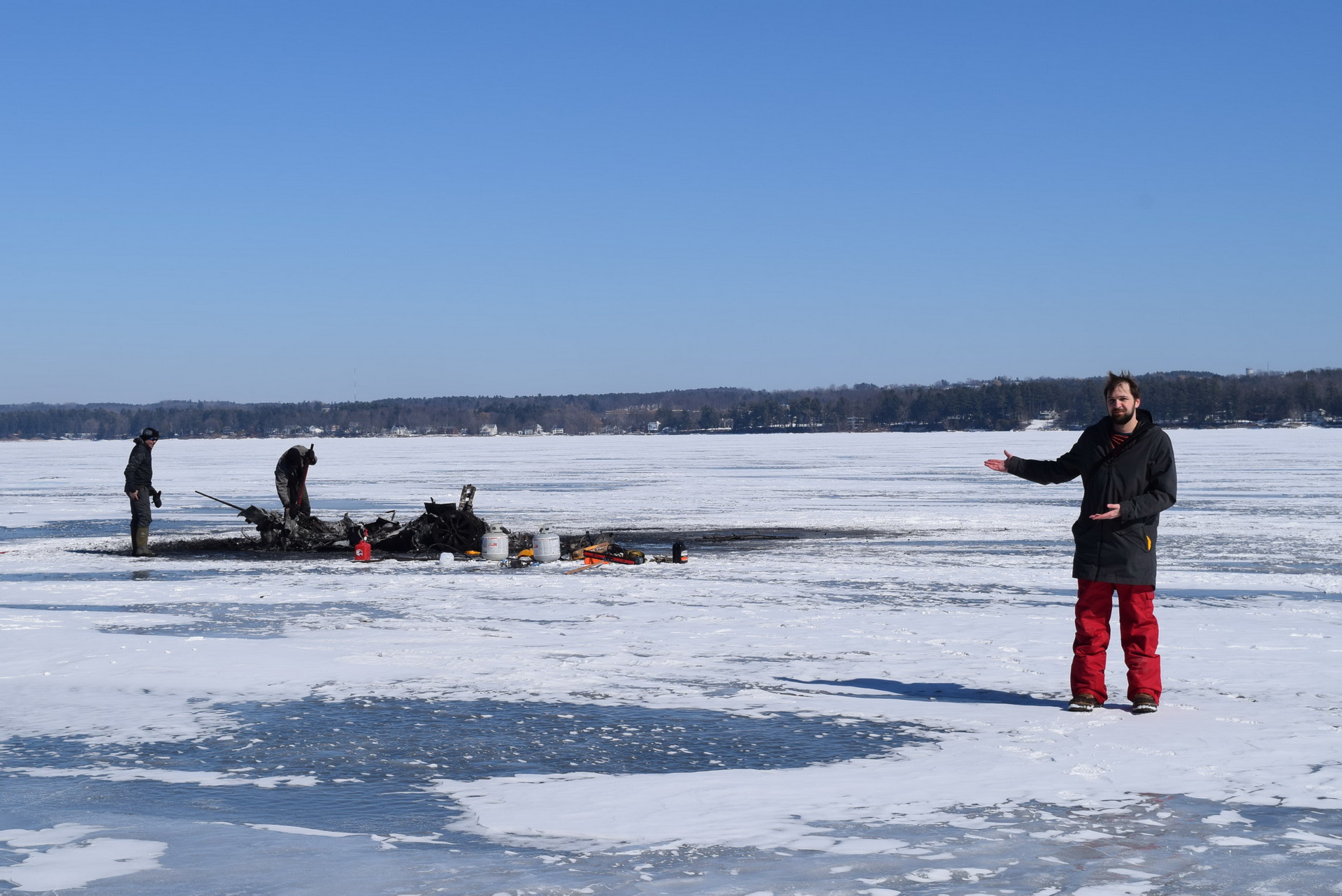 Tesla Model X Fire Tesla Model X Burnt To Ashes On Frozen Vermont Lake