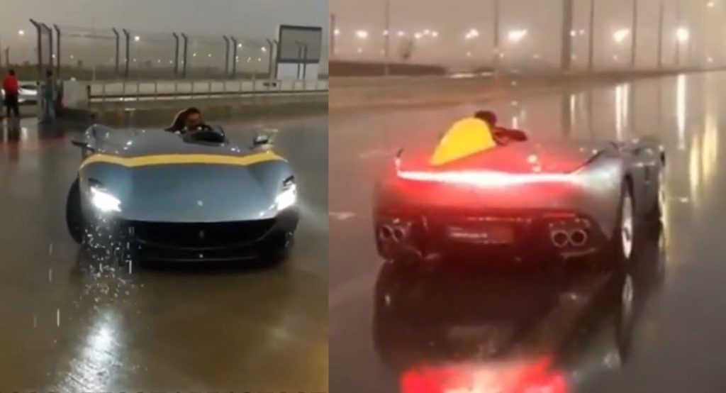 Ferrari Monza SP1 Gets Caught Out In The Rain In Kuwait