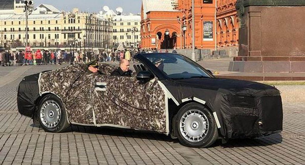  Aurus Senat Convertible Prototypes Spotted At Russian Parade Rehearsal