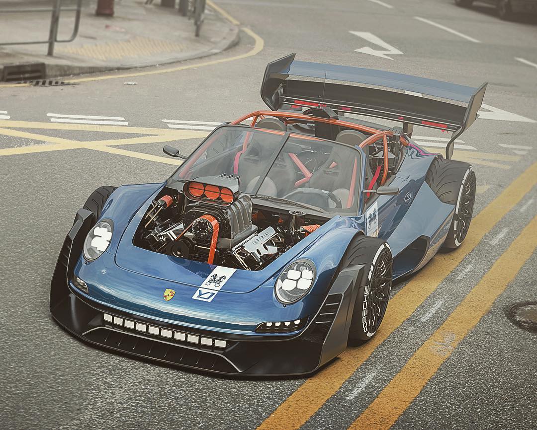 porsche 997 cabriolet hemi v8 render 4 Someone Is Building A Porsche 911 With A HEMI V8 At The Front
