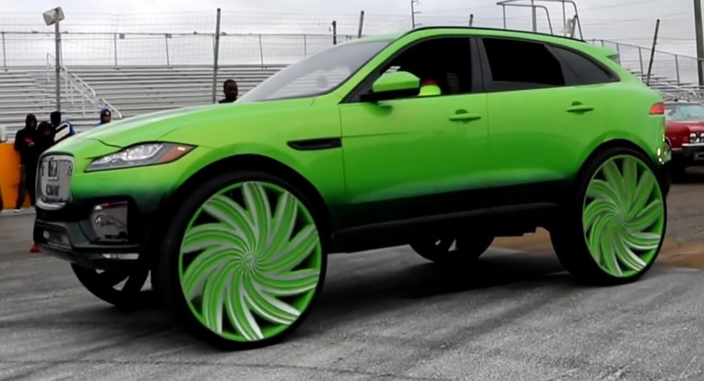  Oh, Yes, This Is A Slime Green Jaguar F-Pace On 32-Inch Rims