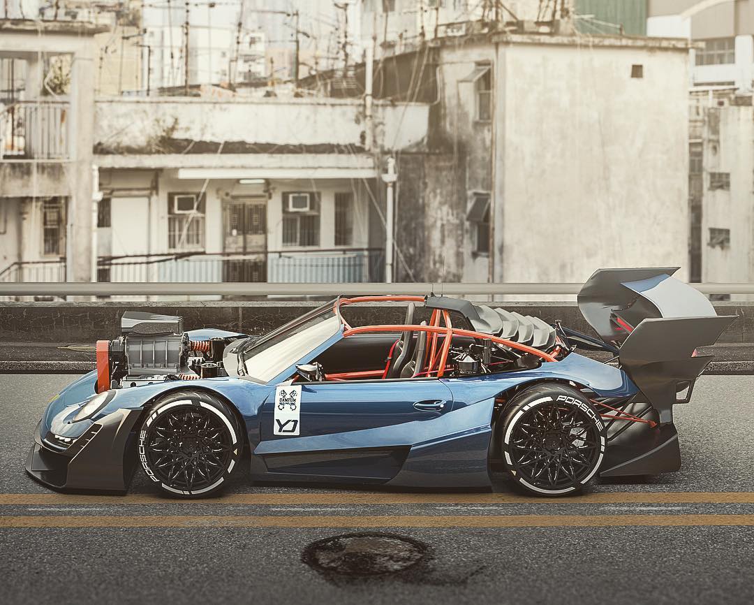 porsche 997 cabriolet hemi v8 render 5 Someone Is Building A Porsche 911 With A HEMI V8 At The Front