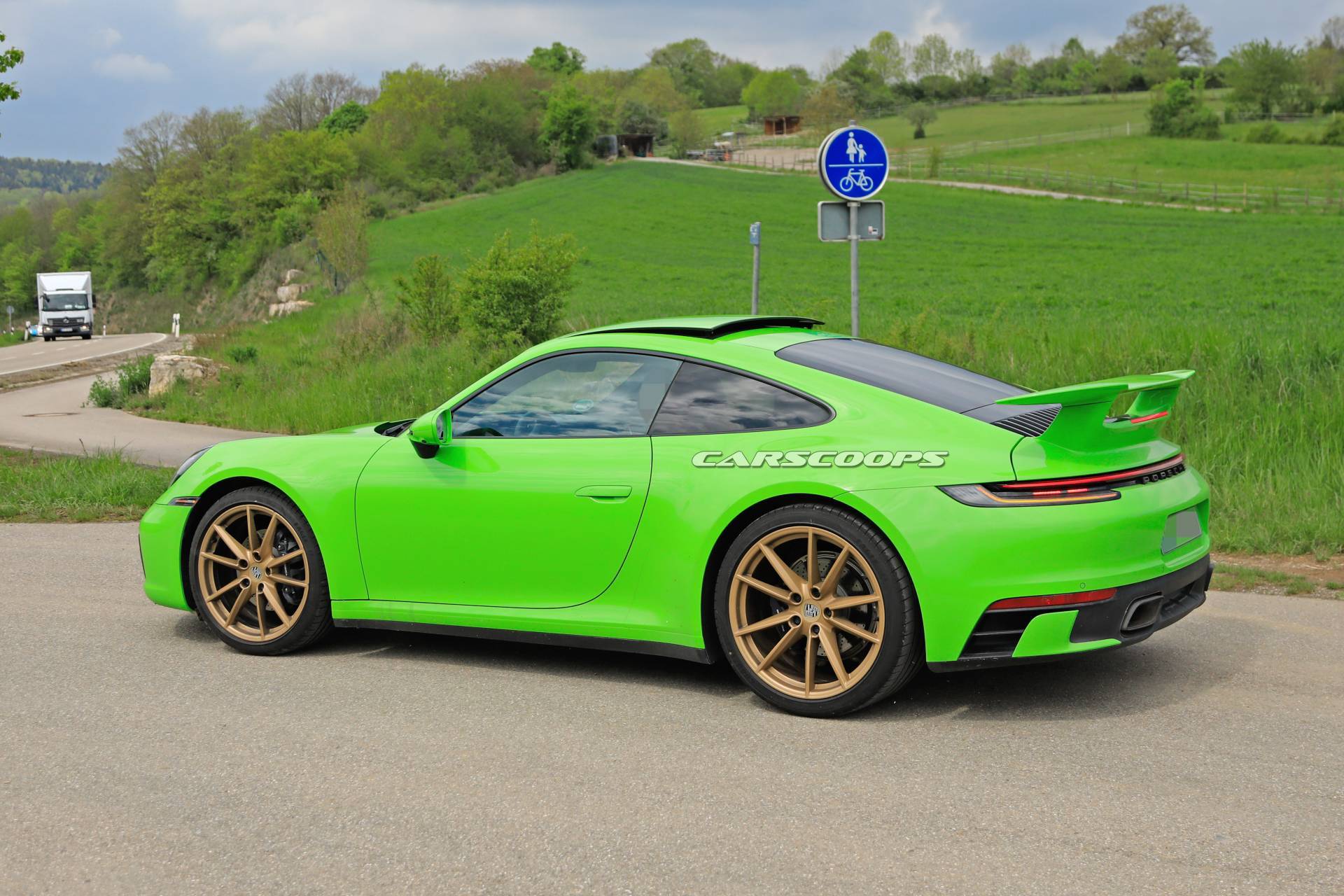 Porsche 911 992 new variant spy shots 10 Mystery Porsche 992 Prototype With Fixed Rear Wing Spied