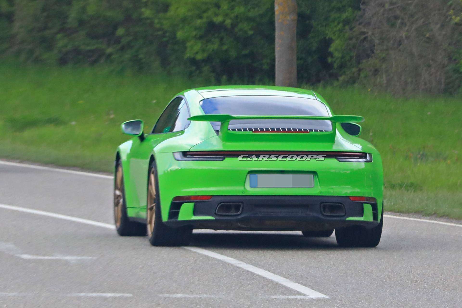 Porsche 911 992 new variant spy shots 2 Mystery Porsche 992 Prototype With Fixed Rear Wing Spied