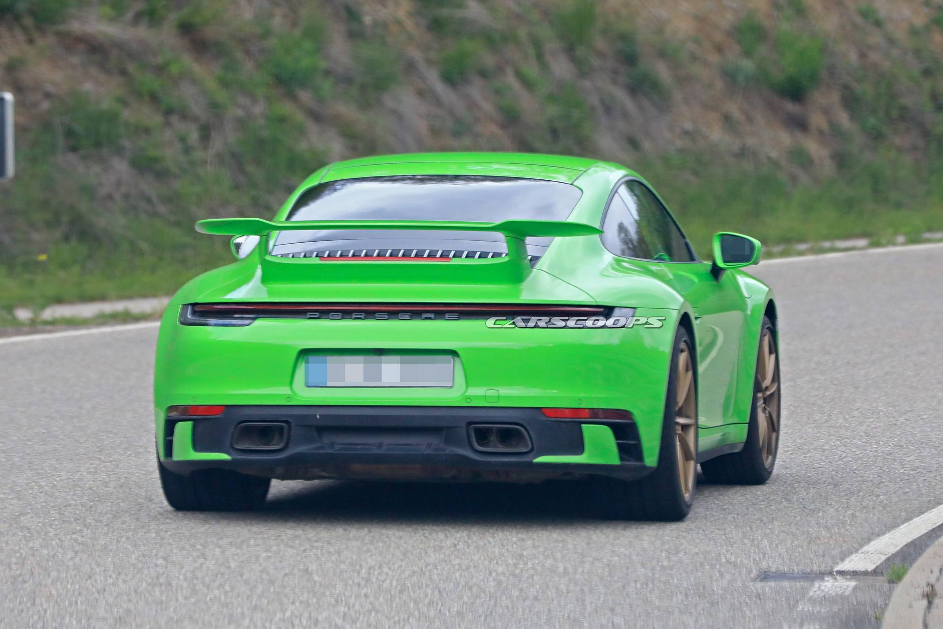 Porsche 911 992 new variant spy shots 3 Mystery Porsche 992 Prototype With Fixed Rear Wing Spied