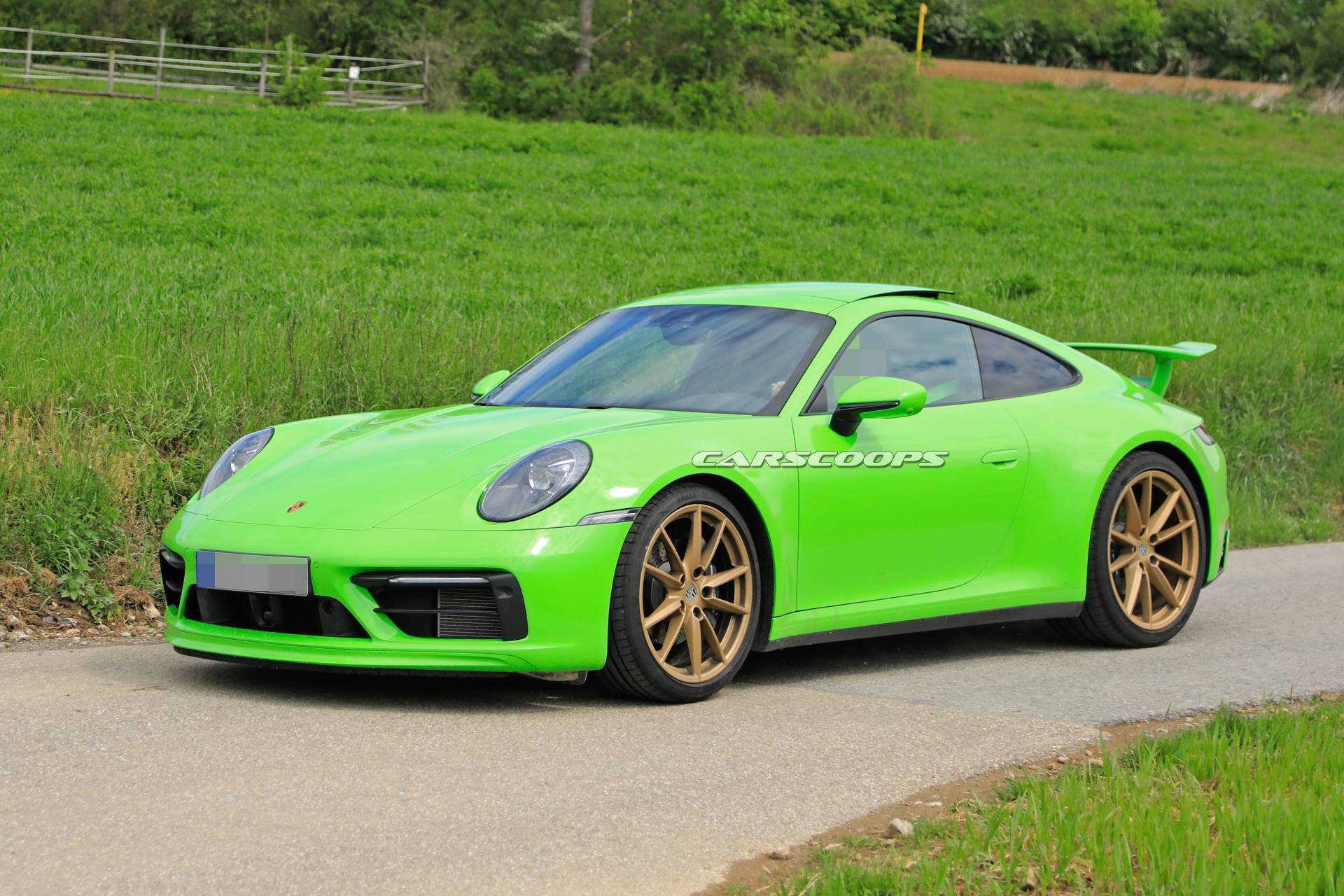 Porsche 911 992 new variant spy shots 7 Mystery Porsche 992 Prototype With Fixed Rear Wing Spied