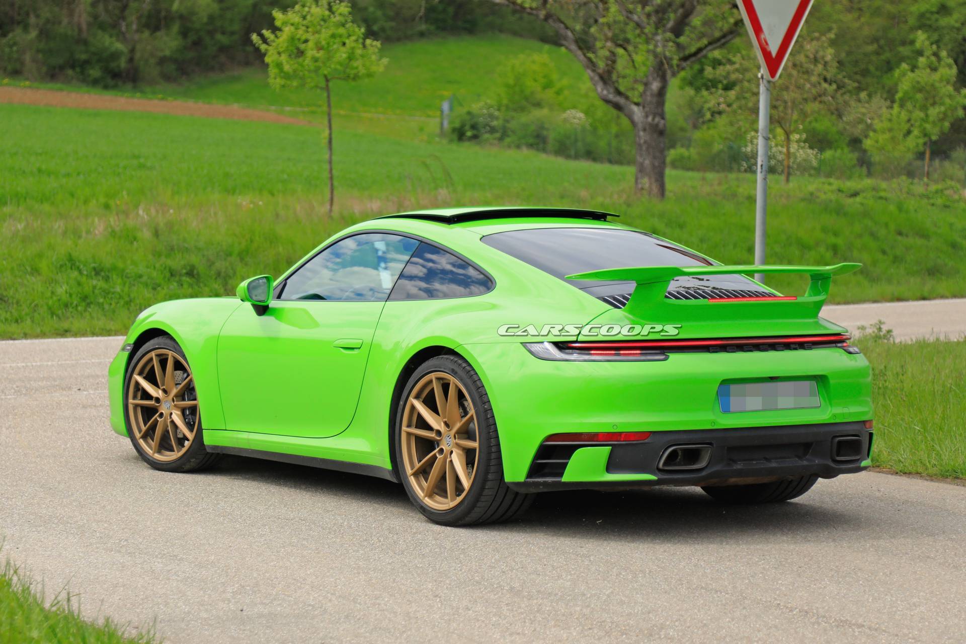 Porsche 911 992 new variant spy shots 13 Mystery Porsche 992 Prototype With Fixed Rear Wing Spied