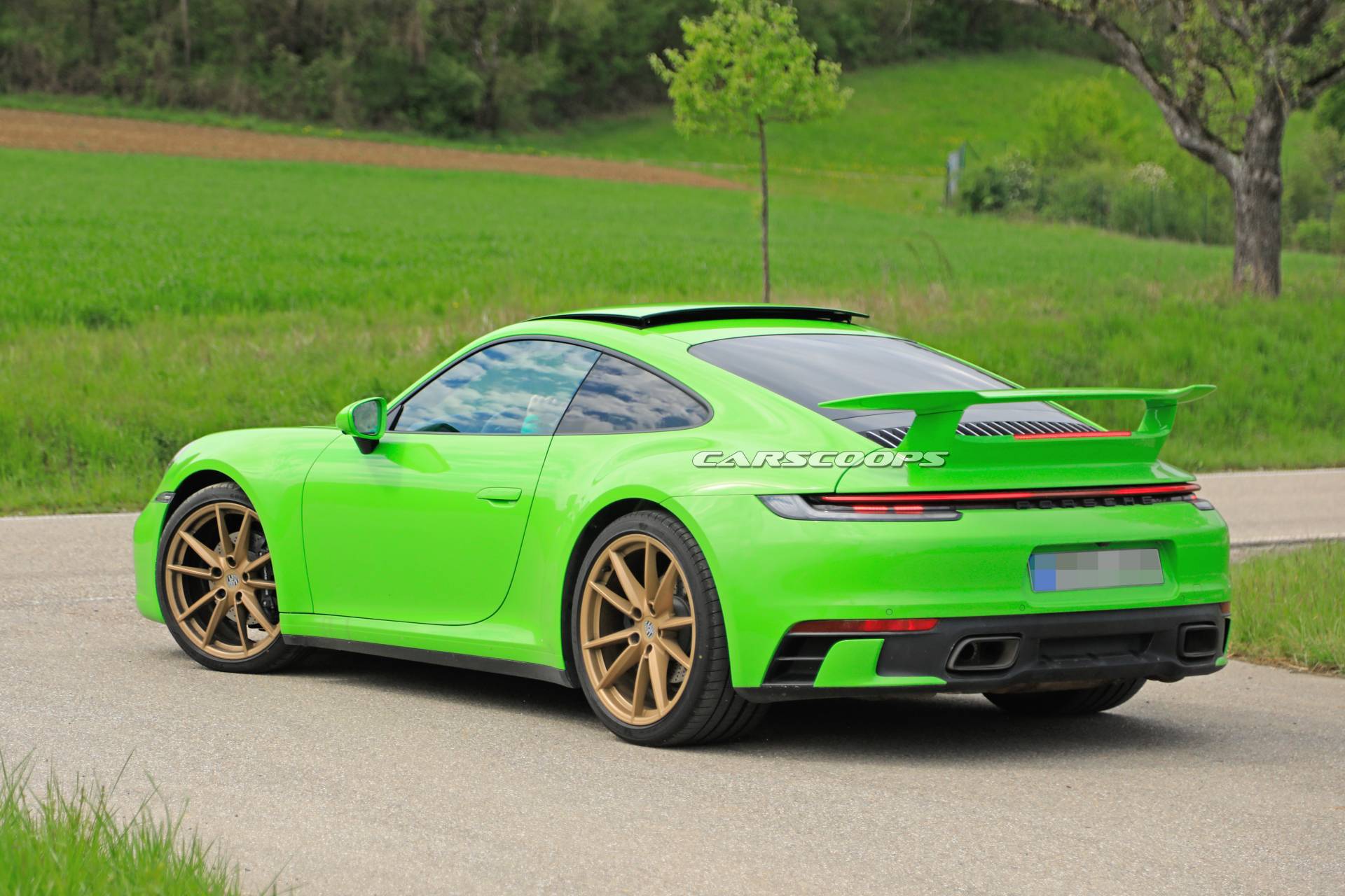 Porsche 911 992 new variant spy shots 14 Mystery Porsche 992 Prototype With Fixed Rear Wing Spied
