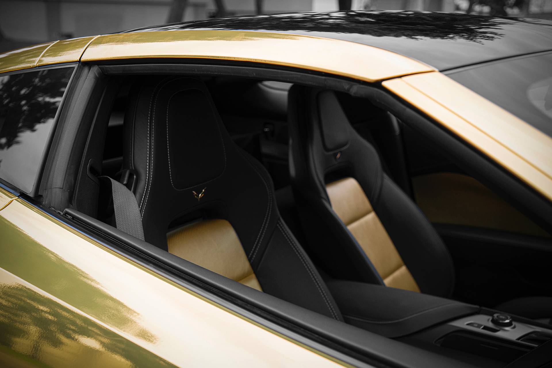 Widebody Corvette C7 With Gold Wrap And Huge Forgiato Rims Is Bling Overdose