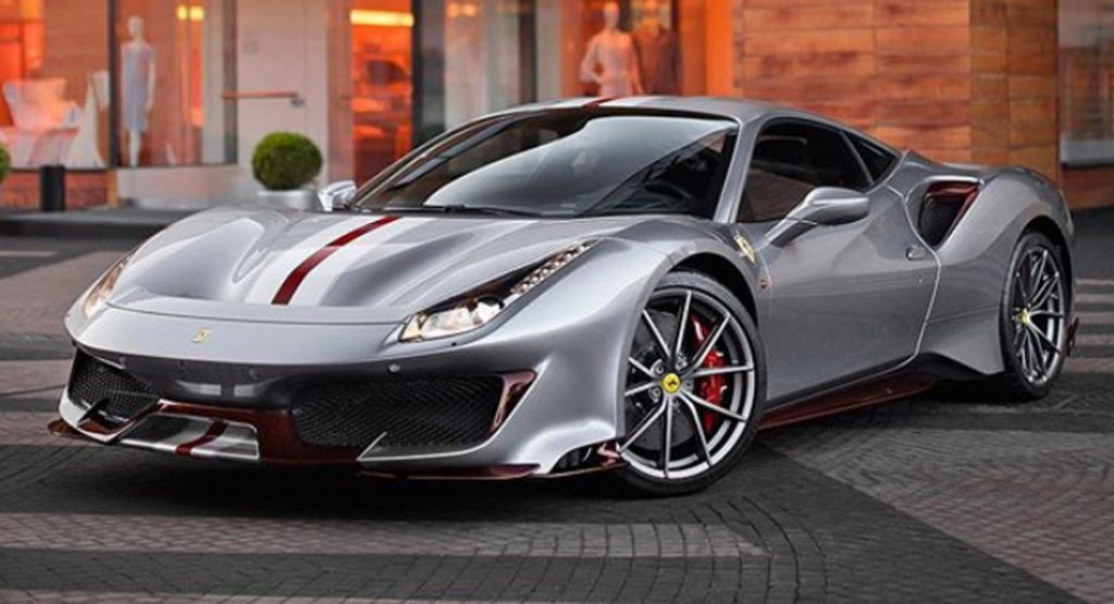 Silver Ferrari 488 Pista With Red Carbon Accents Will Leave