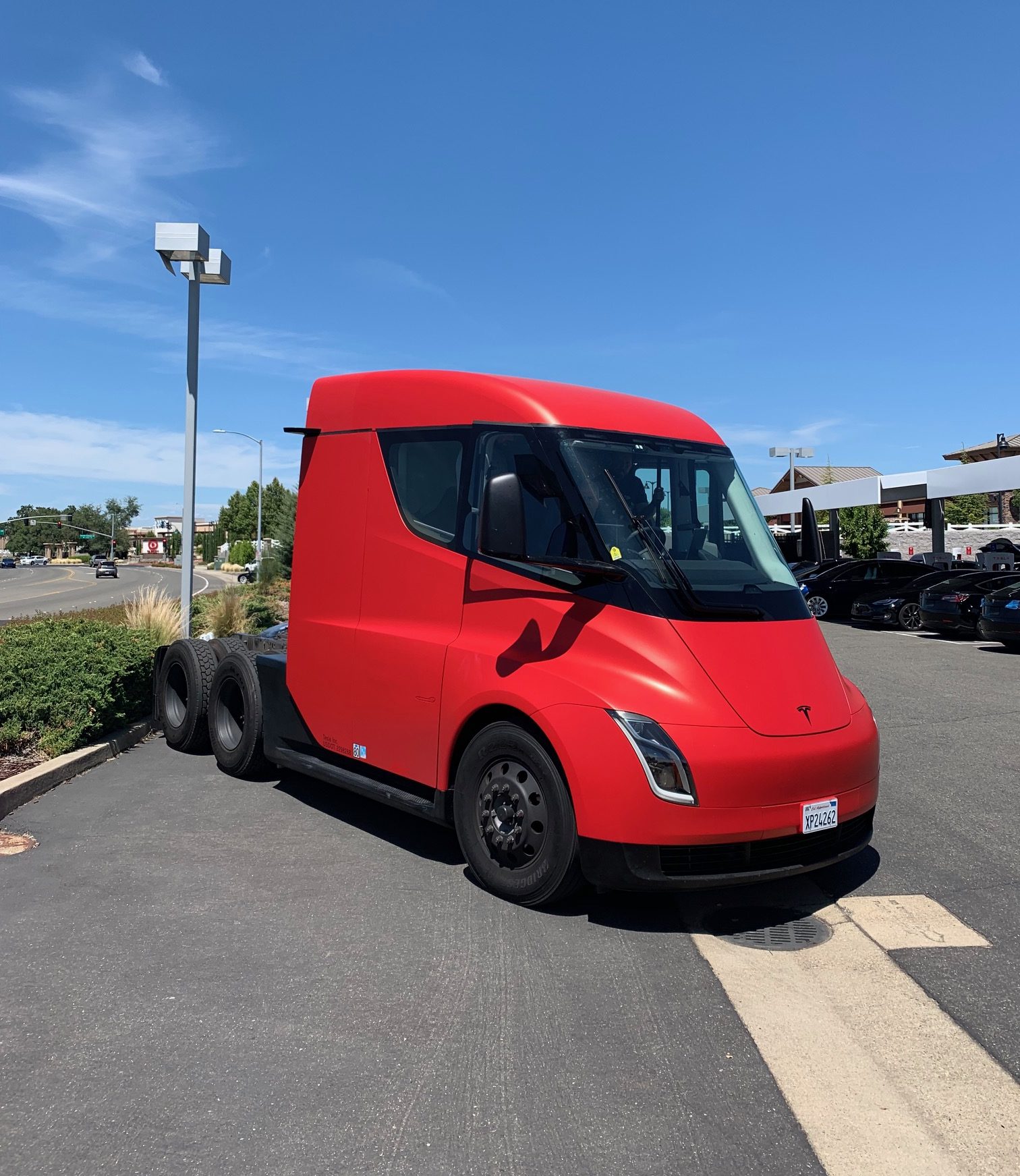 Red Tesla Semi Spotted In California, Check Out Its Tiny Frunk!
