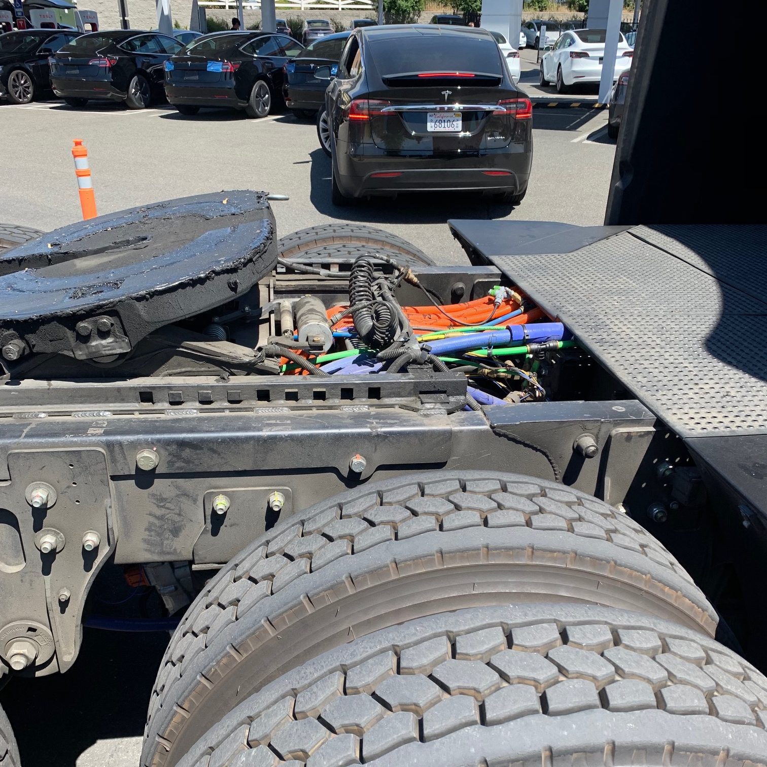 Red Tesla Semi Spotted In California, Check Out Its Tiny Frunk!