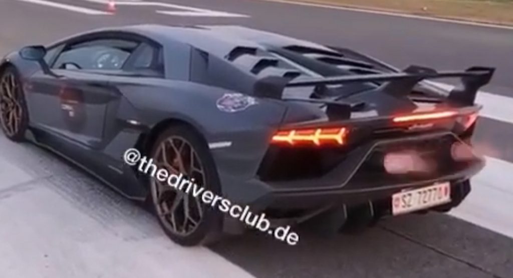  Watch A Lamborghini Aventador SVJ Spit Flames With Launch Control