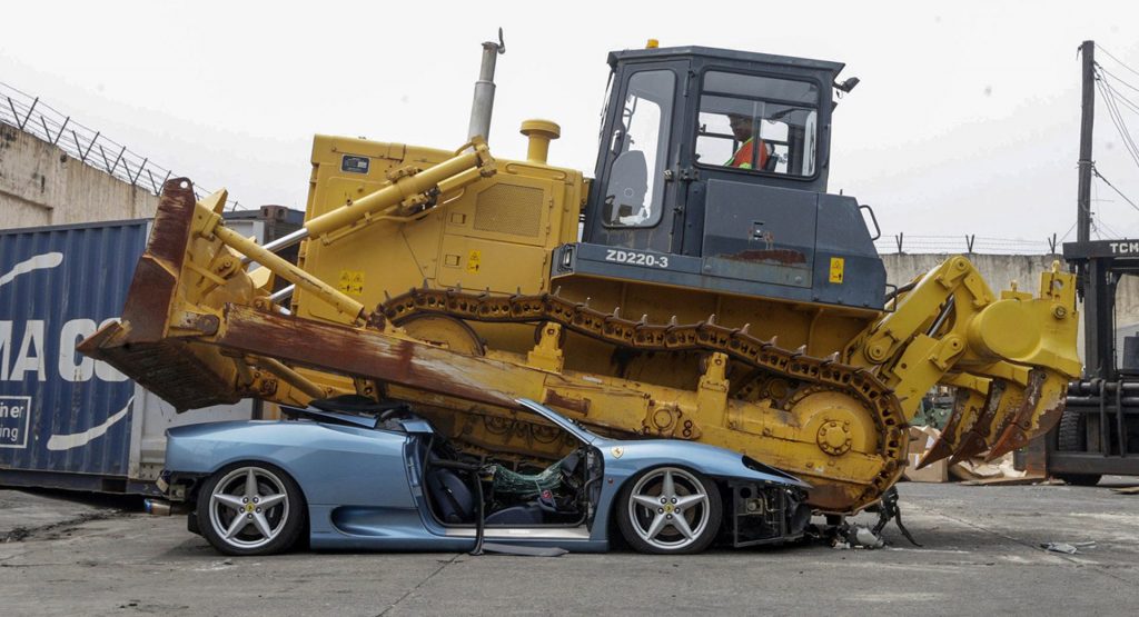  Ferrari Crushed By Bulldozer After Owner Accused Of Tax Evasion In The Philippines