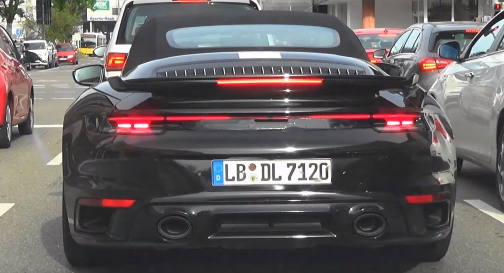  Latest Porsche 911 (992) Turbo Cabrio Spied With Sharp Wing And Oval Exhausts