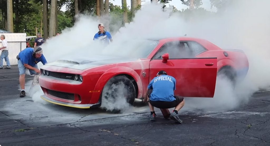  Demon Owner Gets In Argument With Official As His Car Burns In Drag Strip