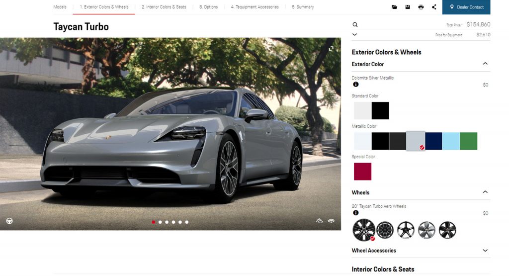 2020 Porsche Taycan Configurator Launched – Pricing Starts At $150,900